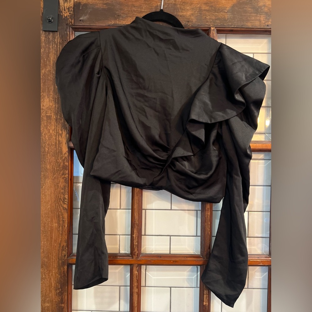 Athina Top With Zipper Back,  Size Large, Black